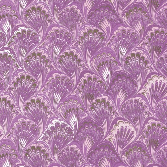 Purple Marbeled Feathers Italian Print Paper with Golden Highlights ~ Carta Fiorentina Italy